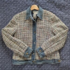 Coldwater Creek Multicolor Tweed Jean Jacket